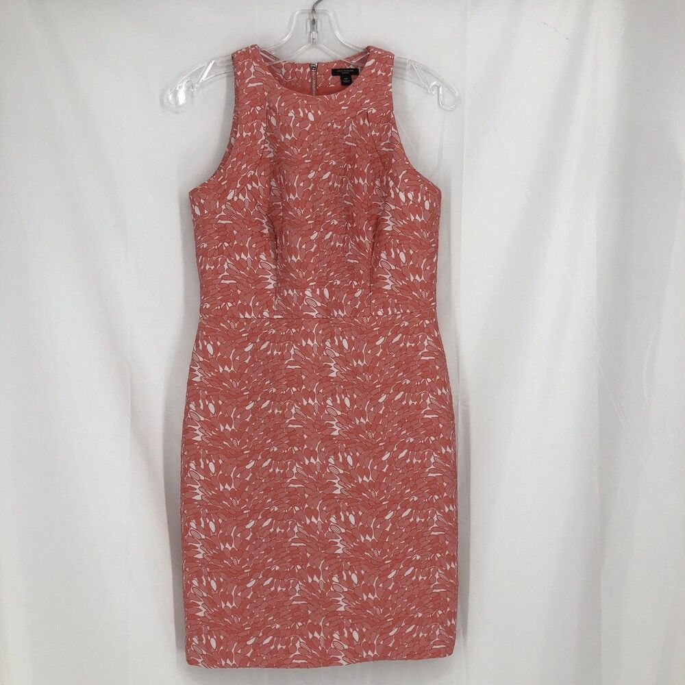 Ann Taylor Coral/White Floral Lace Sheath Dress Lined size 4P